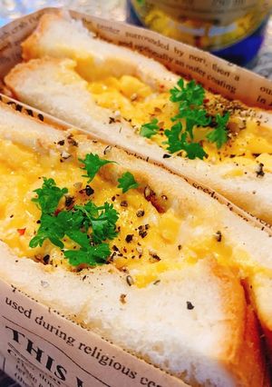 【小腹が空いたらコレ】チーズたまごサンド-レシピのメイン写真