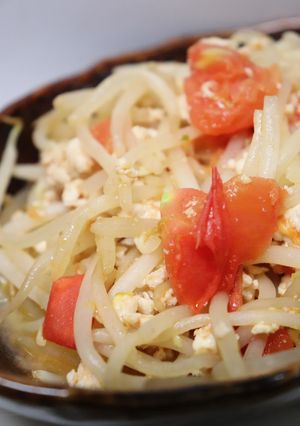 美味♪鶏ミンチもやしトマトの味噌炒め-レシピのメイン写真
