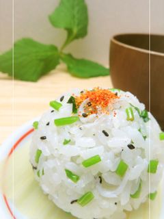 ピリっと七味*三つ葉としらすのおむすび-レシピのメイン写真