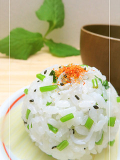 ピリっと七味*三つ葉としらすのおむすび-レシピのメイン写真