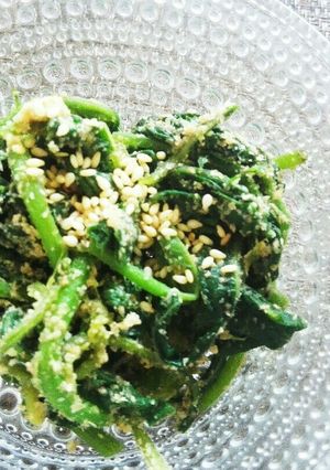 糖尿病予防に♪菊芋の葉の胡麻和え♪-レシピのメイン写真