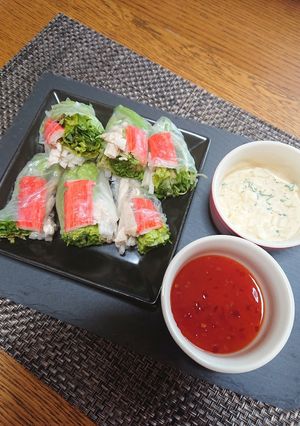 カニカマ水菜残り物全部巻いちゃう生春巻き-レシピのメイン写真