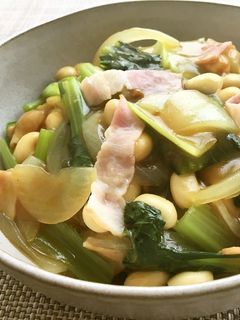 ベジ♪小松菜とお豆のカレー丼-レシピのメイン写真