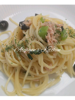 簡単!ツナとブラックオリーブの冷製パスタ-レシピのメイン写真