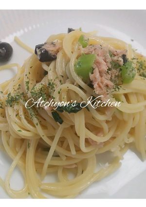 簡単!ツナとブラックオリーブの冷製パスタ-レシピのメイン写真