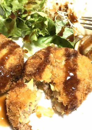 キャベツ玉ねぎたっぷりサクサクメンチカツ-レシピのメイン写真