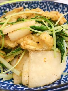 簡単!水菜と油揚げのピリ辛炒め-レシピのメイン写真