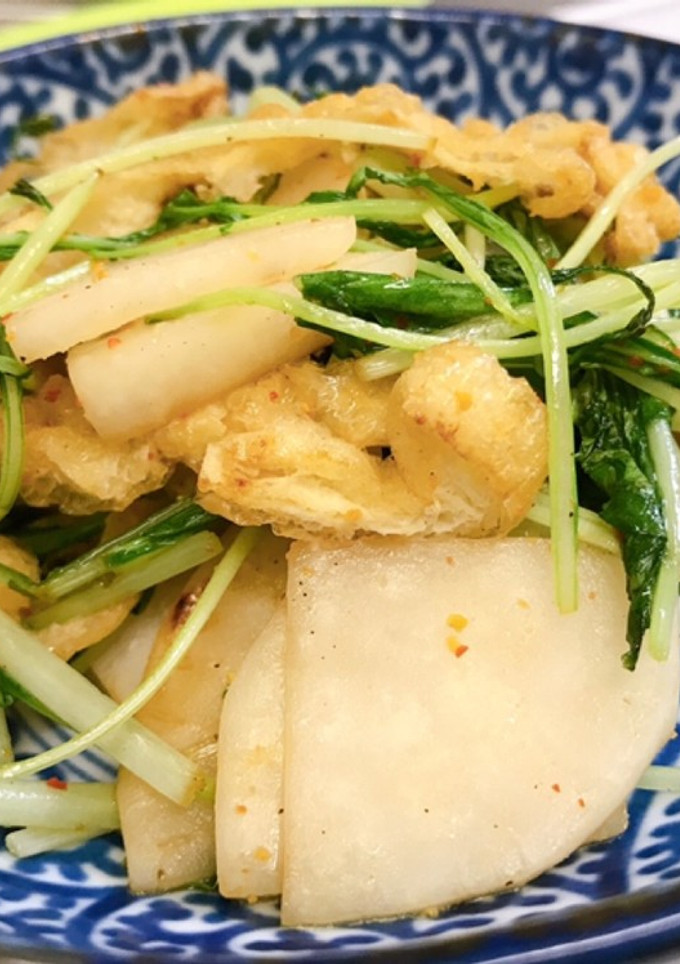 簡単！水菜と油揚げのピリ辛炒め-レシピのメイン写真