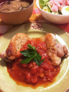 パリパリチキンに甘酸っぱいトマトソース-レシピのメイン写真