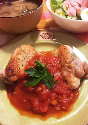 パリパリチキンに甘酸っぱいトマトソース-レシピのメイン写真