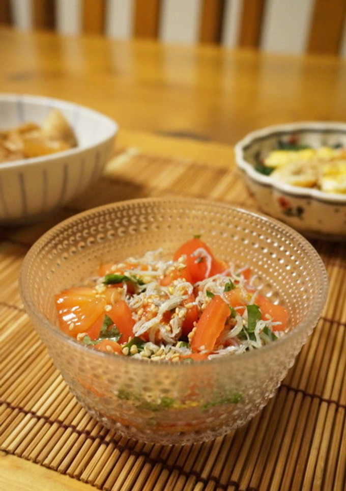 冷やしトマトとじゃこの和え物-レシピのメイン写真