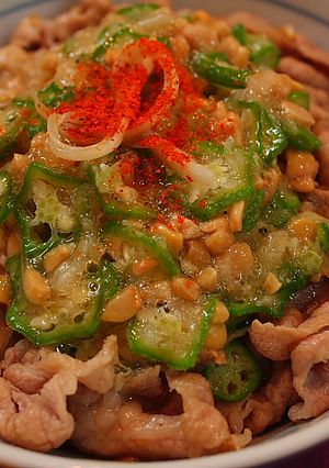 豚の冷やシャブオクラひきわり納豆丼-レシピのメイン写真