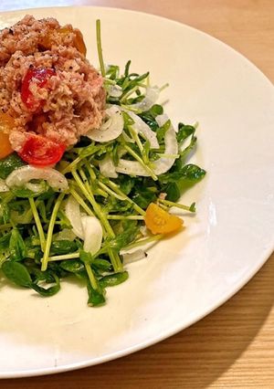 血液サラサラ新玉ねぎと豆苗のツナサラダ-レシピのメイン写真