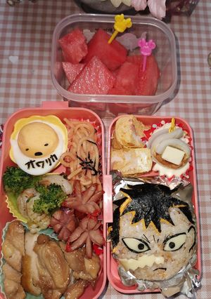 鬼滅の刃の不死川玄弥のキャラ弁です-レシピのメイン写真