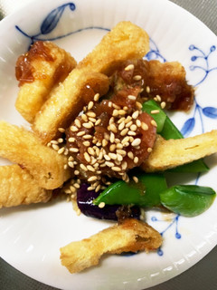全てレンジ油揚げと野菜のオイスター梅和え-レシピのメイン写真