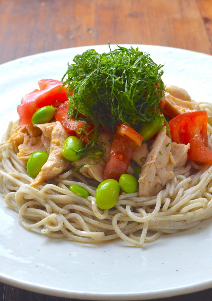 糖質制限！ささみと枝豆のぶっかけ蕎麦-レシピのメイン写真