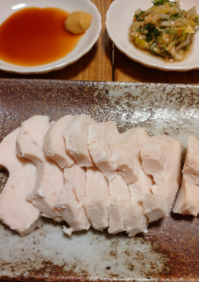 蒸し鶏の わさびポン酢タレと辛子醤油-レシピのメイン写真