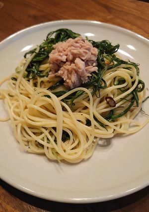 おかひじきとツナのペペロンチーノ-レシピのメイン写真