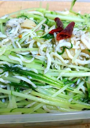 簡単！水菜としらすのペペロンチーノ-レシピのメイン写真