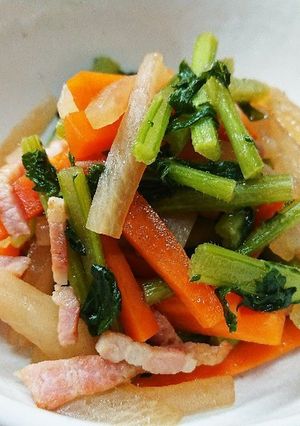 葉つき大根使いきり 大根葉の炒め煮-レシピのメイン写真