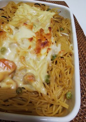 カレーリメイク、鍋１つでパスタグラタン-レシピのメイン写真