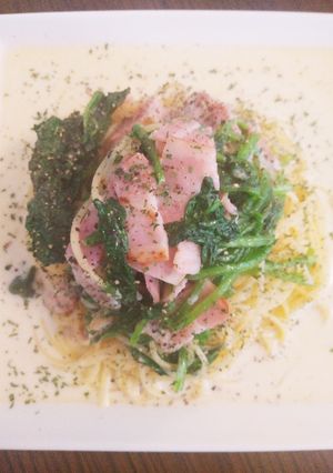 美味しい✨青菜とベーコンのクリームパスタ-レシピのメイン写真