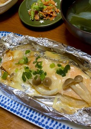 鮭の味噌マヨホイル焼き-レシピのメイン写真