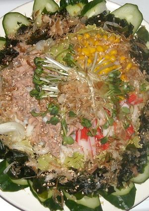 昨日のサラダうどん-レシピのメイン写真