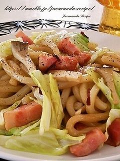 春キャベツとベーコンの焼きうどん-レシピのメイン写真