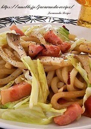 春キャベツとベーコンの焼きうどん-レシピのメイン写真