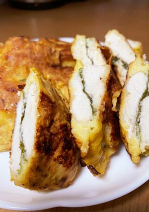 お好み焼き粉で、鶏胸肉のピカタ-レシピのメイン写真