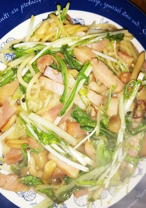 水菜としめじの和風ペペロンチーノ-レシピのメイン写真