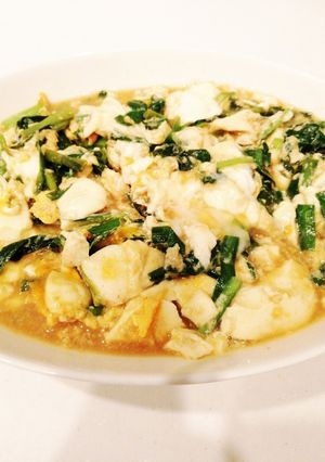 簡単☆安い☆ゴマ油香るニラ玉豆腐☆-レシピのメイン写真