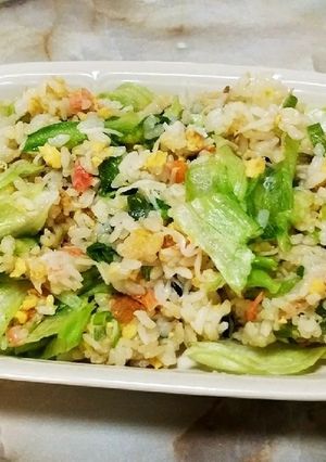 永谷園のお吸いものでレタス炒飯♪-レシピのメイン写真