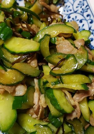 きゅうりと豚肉の塩昆布炒め-レシピのメイン写真