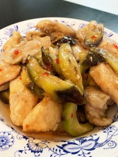 鶏胸肉となすのスイートチリソース炒め-レシピのメイン写真