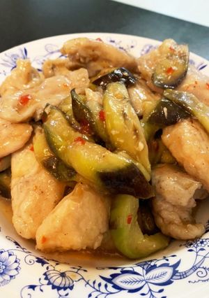 鶏胸肉となすのスイートチリソース炒め-レシピのメイン写真