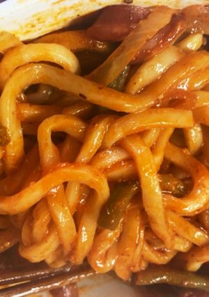 レンジでうどんナポリタン-レシピのメイン写真