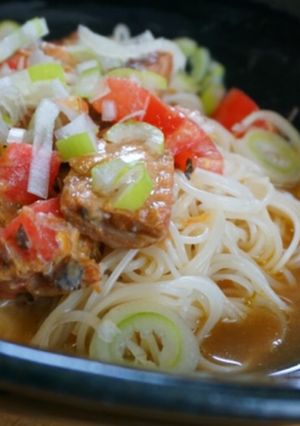 サバ缶とトマトのぶっかけそうめん-レシピのメイン写真