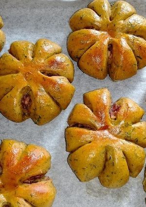 ふすまパン よもぎ 発酵あんこ入り-レシピのメイン写真