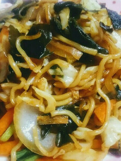 失敗無しのわかめと野菜たっぷり焼きそば!-レシピのメイン写真
