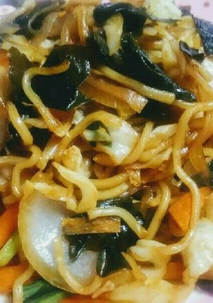 失敗無しのわかめと野菜たっぷり焼きそば!-レシピのメイン写真