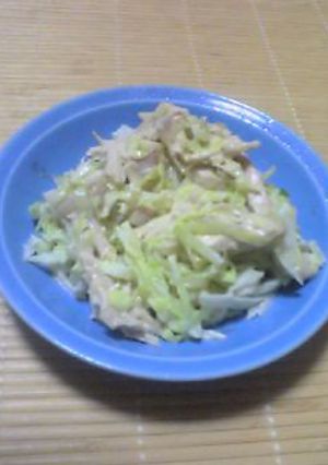 鶏肉の酒蒸しとキャベツのワサビマヨ和え-レシピのメイン写真