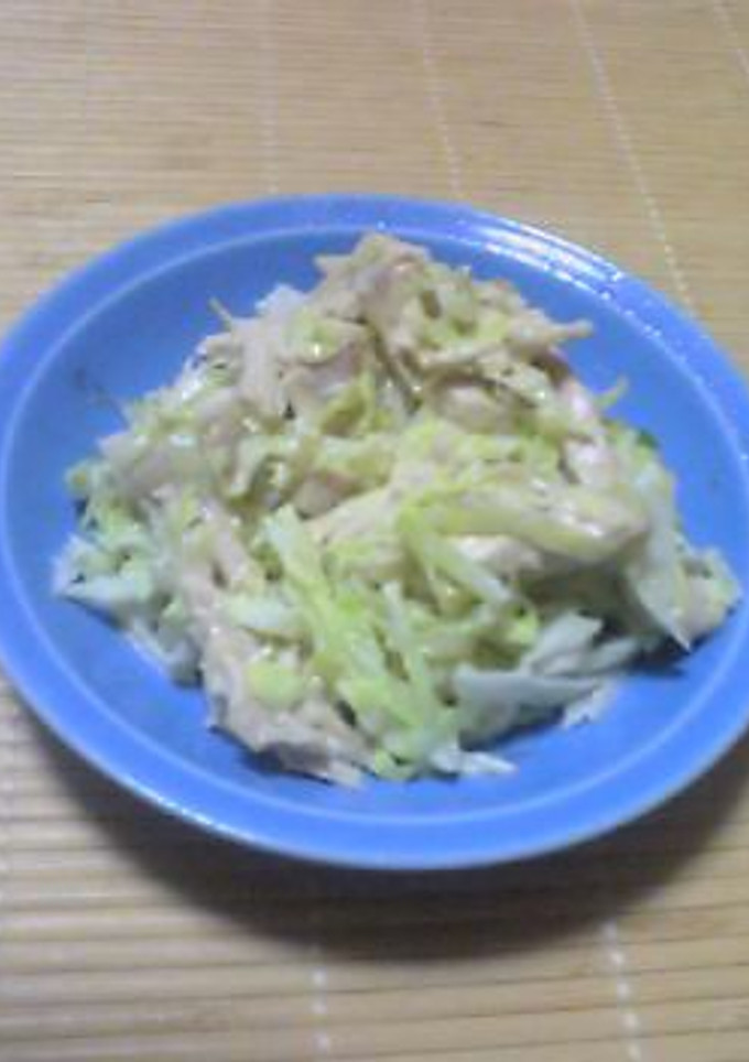 鶏肉の酒蒸しとキャベツのワサビマヨ和え-レシピのメイン写真