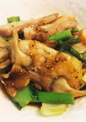 豚肉とアスパラと青野菜のきのこバタポン-レシピのメイン写真
