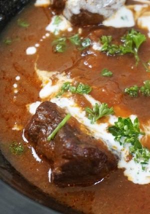 圧力鍋で牛肉の赤ワイン煮込み-レシピのメイン写真