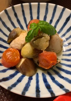 鶏とナスとトマトのさっぱりバジル炒め-レシピのメイン写真