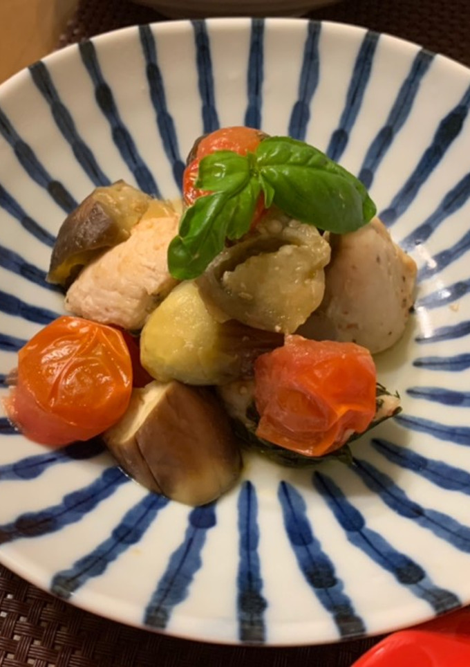 鶏とナスとトマトのさっぱりバジル炒め-レシピのメイン写真