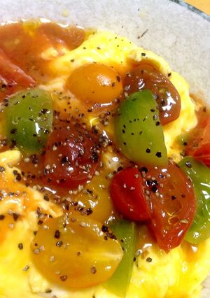 時短 簡単 とろ~半熟卵トマト新玉ねぎ丼-レシピのメイン写真