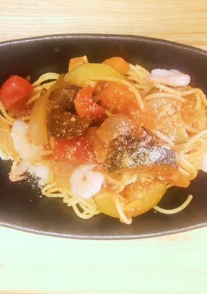 ラタトゥイユのリメイク！トマトパスタ-レシピのメイン写真